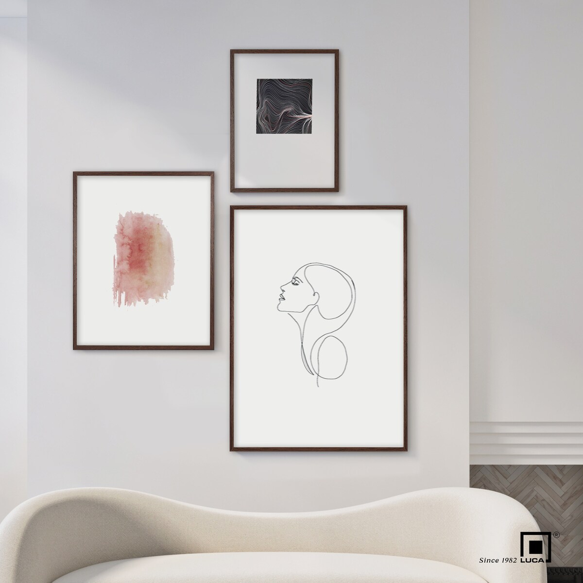 Ramka na zdjęcia 50x70 cm brązowa ciemna wisząca poziom pion rama MDF z plexi klasyczna ramka