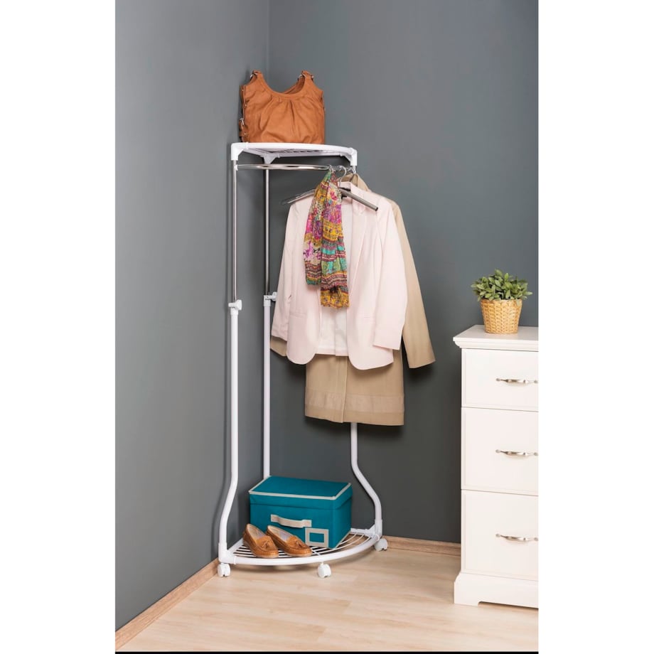 Narożny wieszak na ubrania - szafa na kółkach, WENKO
