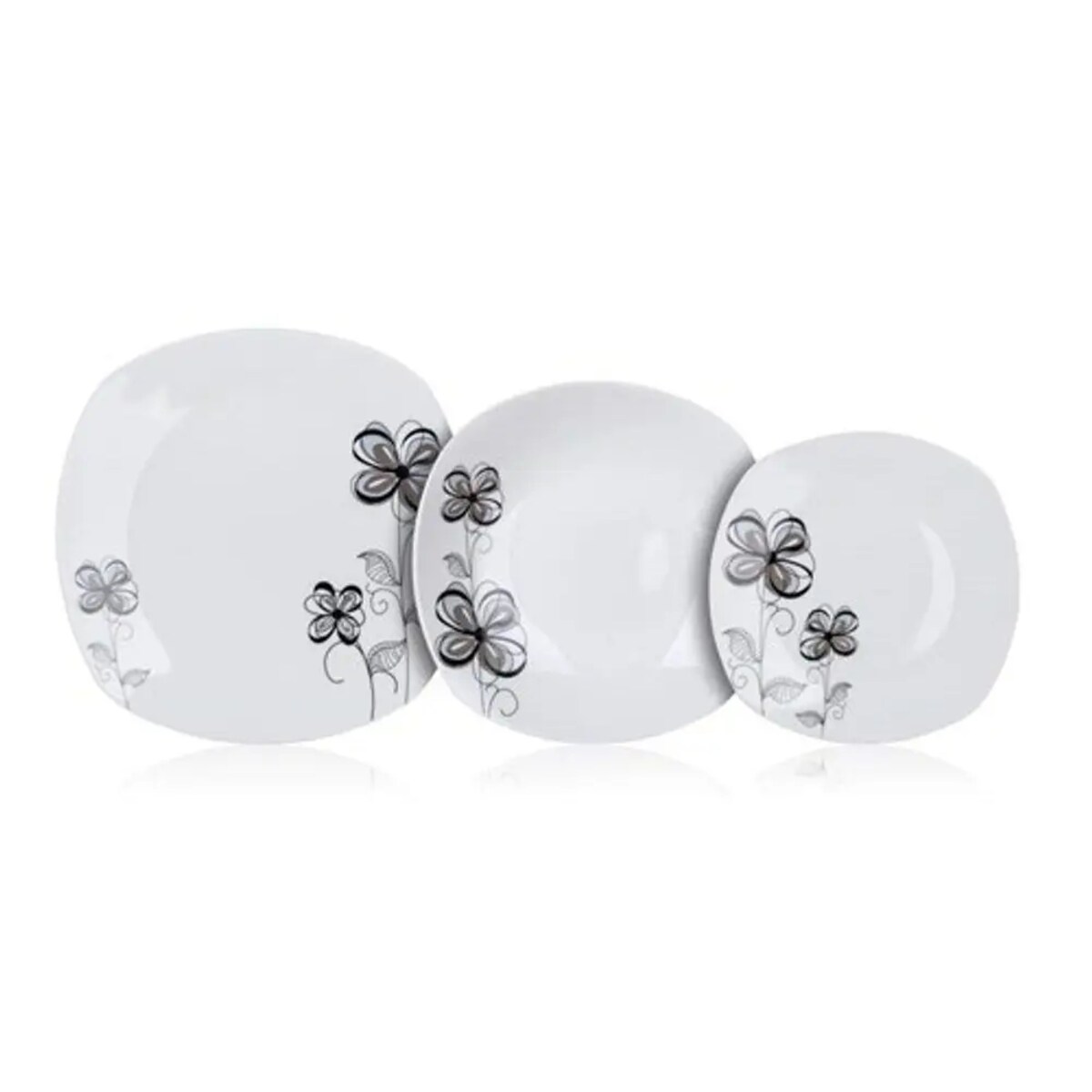 TALERZE OBIADOWE ZESTAW na prezent jadalnia 18ele kwadratowe kwiaty box