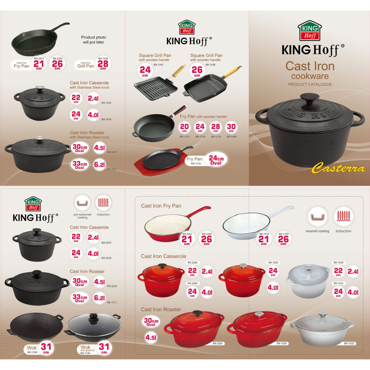 Patelnia żeliwna emaliowana na indukcję gaz KINGHOFF 20cm