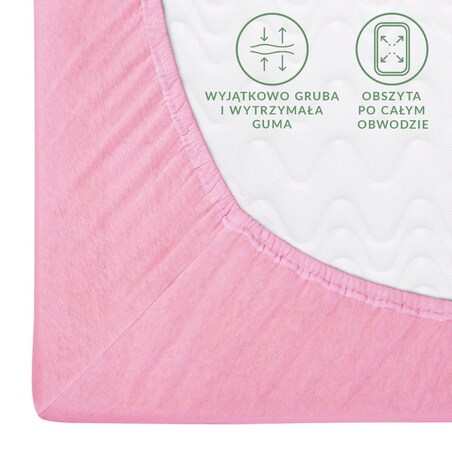 Prześcieradło jersey z gumką 200x220 kolor Jasny róż