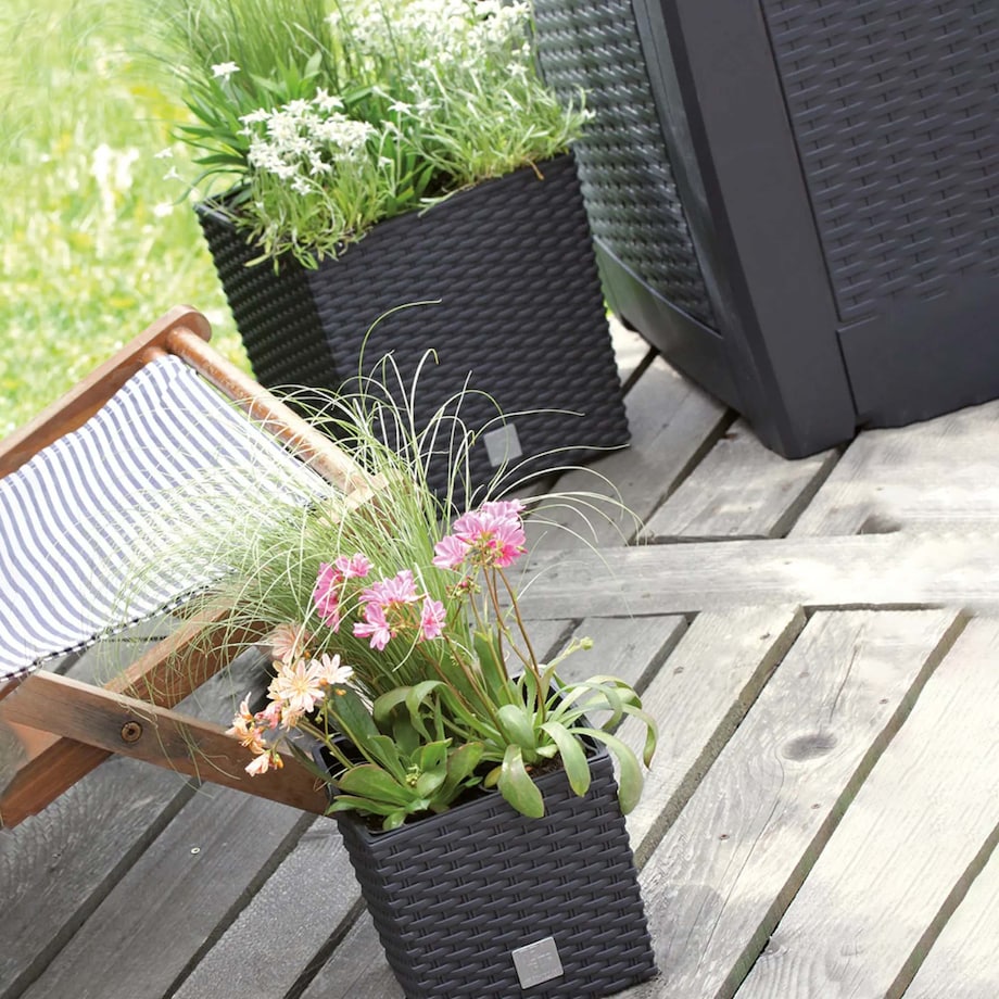 Doniczka Donica Ratanowa Kwadratowa Do Ogrodu Domu 15,8 L