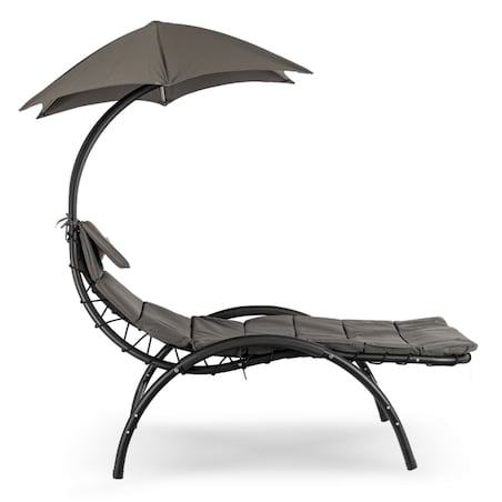 Leżak Ogrodowy Z Parasolem Leżanka Z Daszkiem Łóżko Szary CARPA
