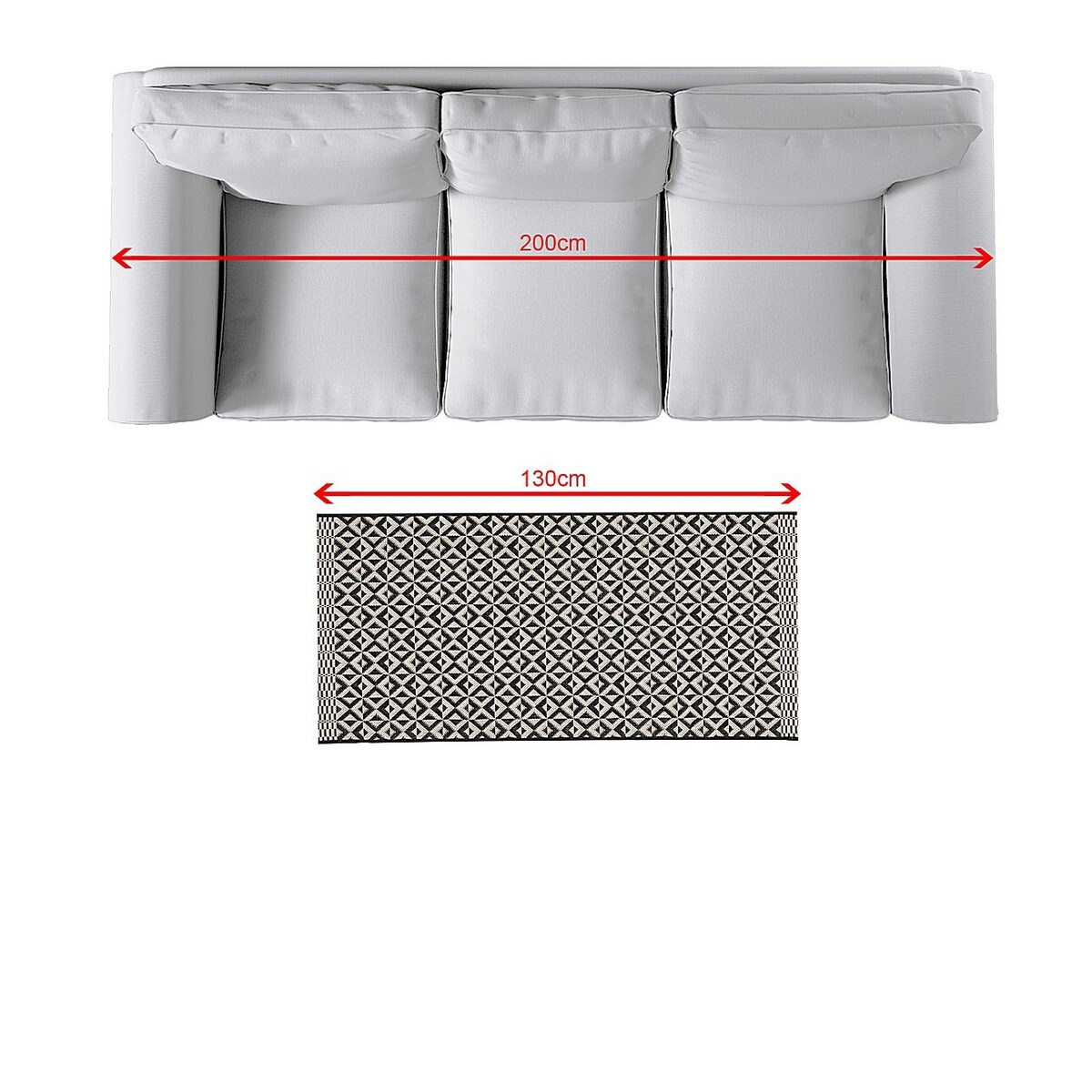 Dywan Modern Geometric black/wool 67x130cm, 67 x 130 cm