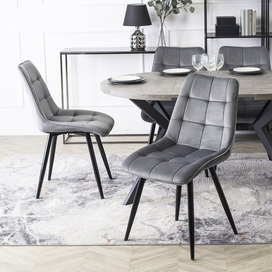 Krzesło Tapicerowane Welurowe Do Salonu Jadalni Loft Velvet Szare RIO
