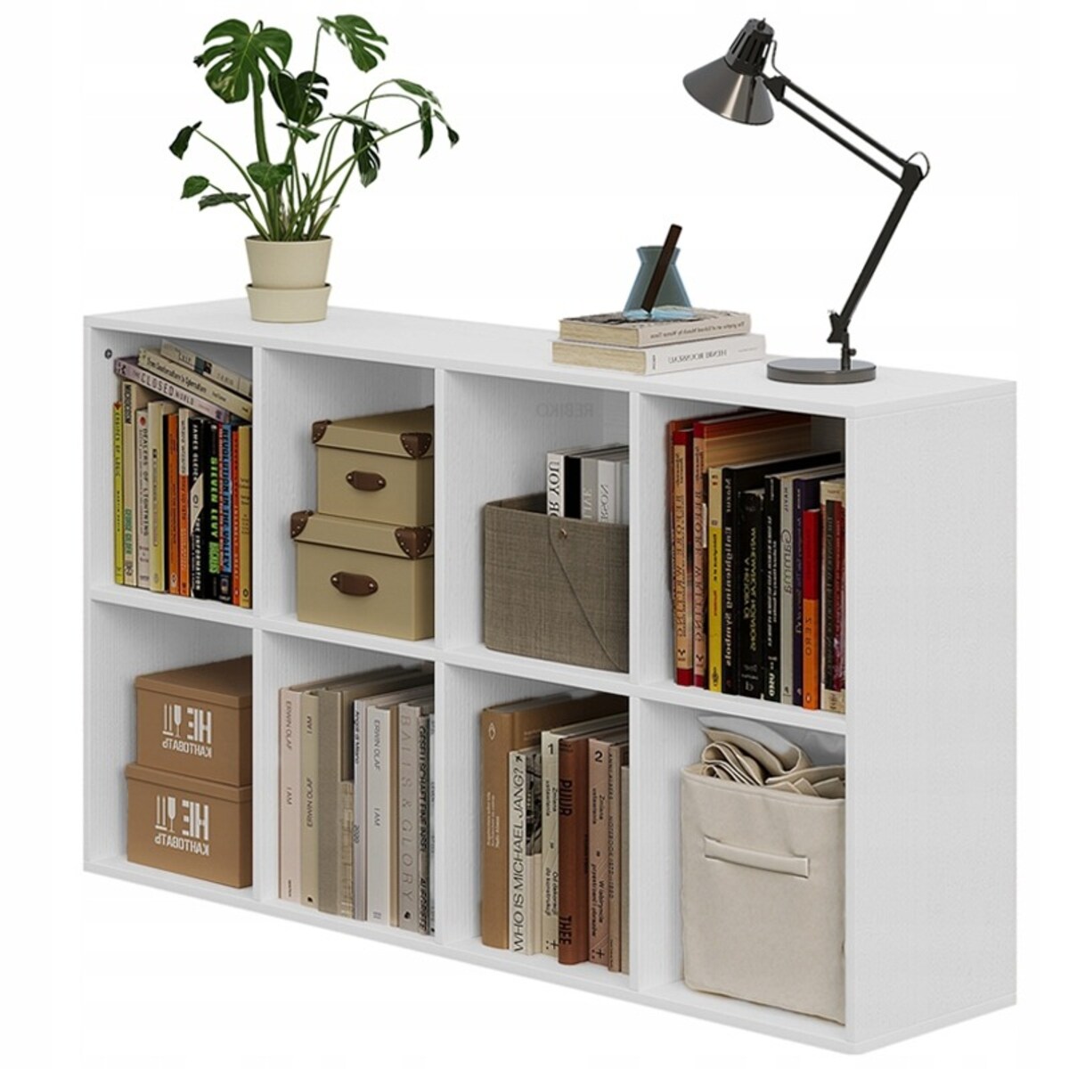Regał otwarty komoda kostka 4x2 pojemny biały na książki biurowy nowoczesny
