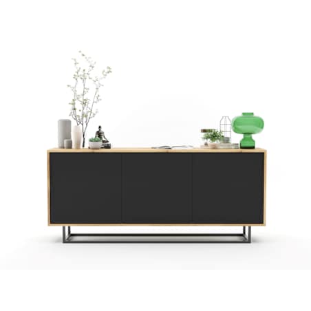 Komoda Loft Szafka RTV Industrialna Dąb Wotan Czarny MAT 168 cm