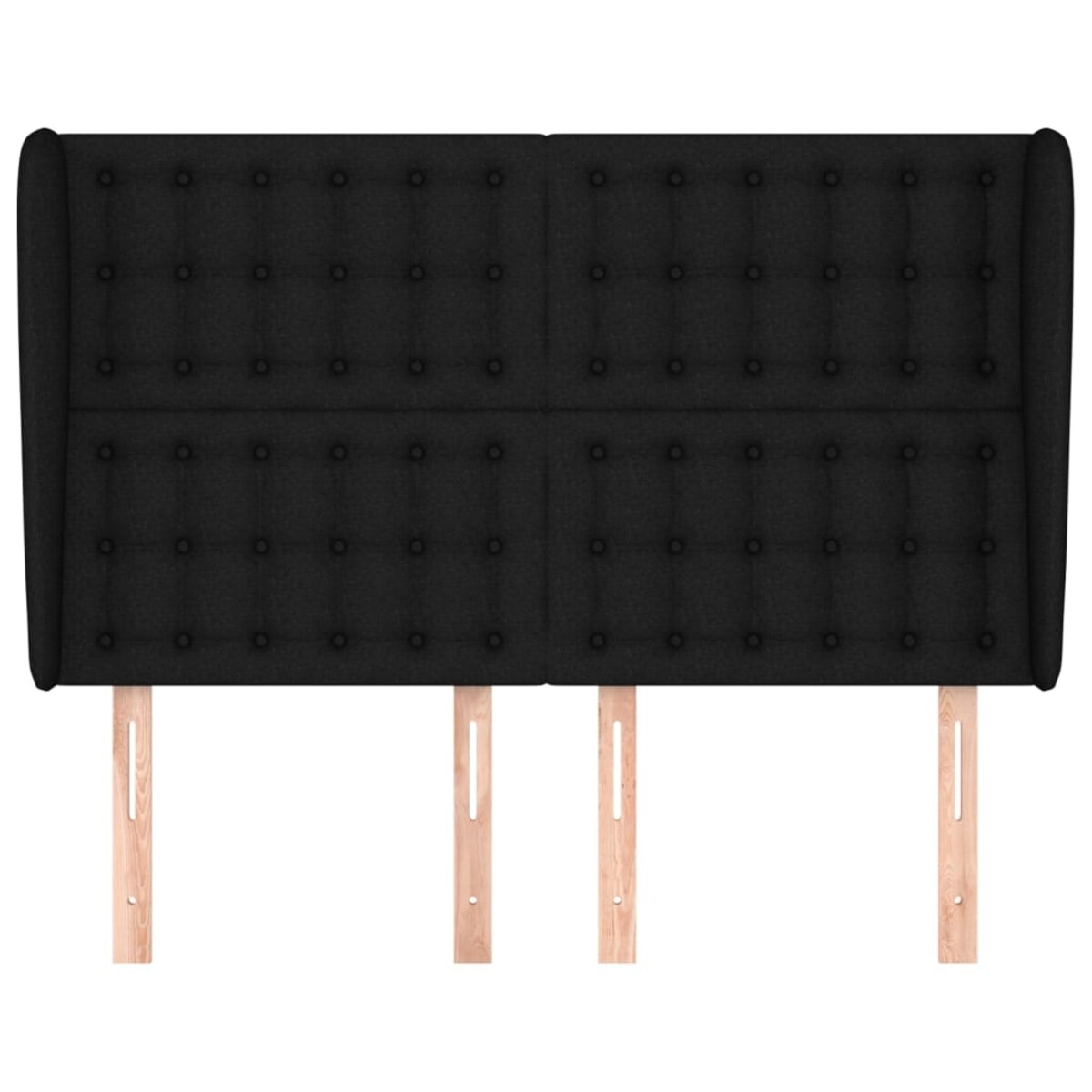 vidaXL Zagłówek uszak, czarny, 147x23x118/128 cm, tkanina