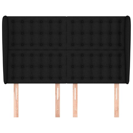 vidaXL Zagłówek uszak, czarny, 147x23x118/128 cm, tkanina