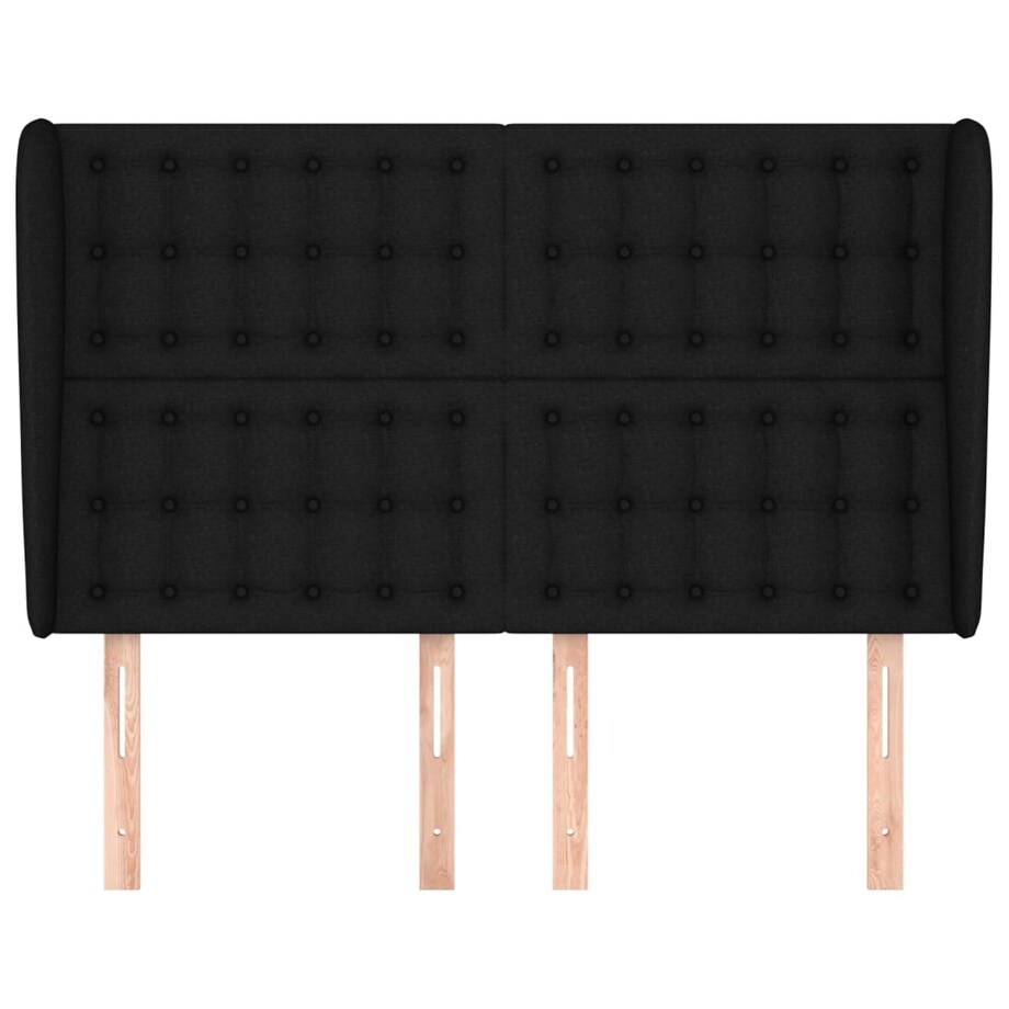 vidaXL Zagłówek uszak, czarny, 147x23x118/128 cm, tkanina