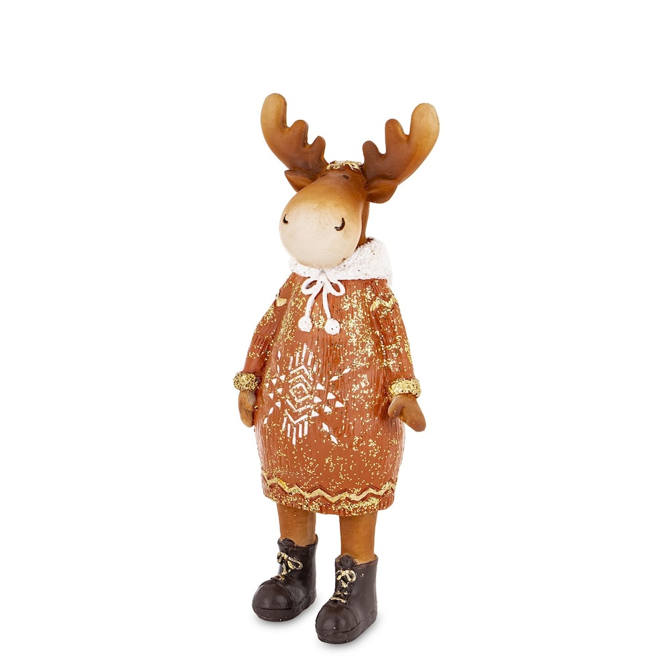 Figurka - łosza 20x8x6,5 cm ALCE w sukience w białe wzorki i białym kapturze