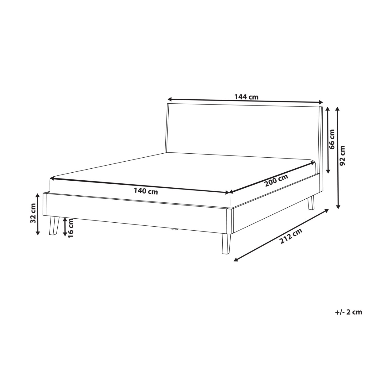Łóżko Fornir WIZERNES 140 x 200 cm Jasnobrązowy