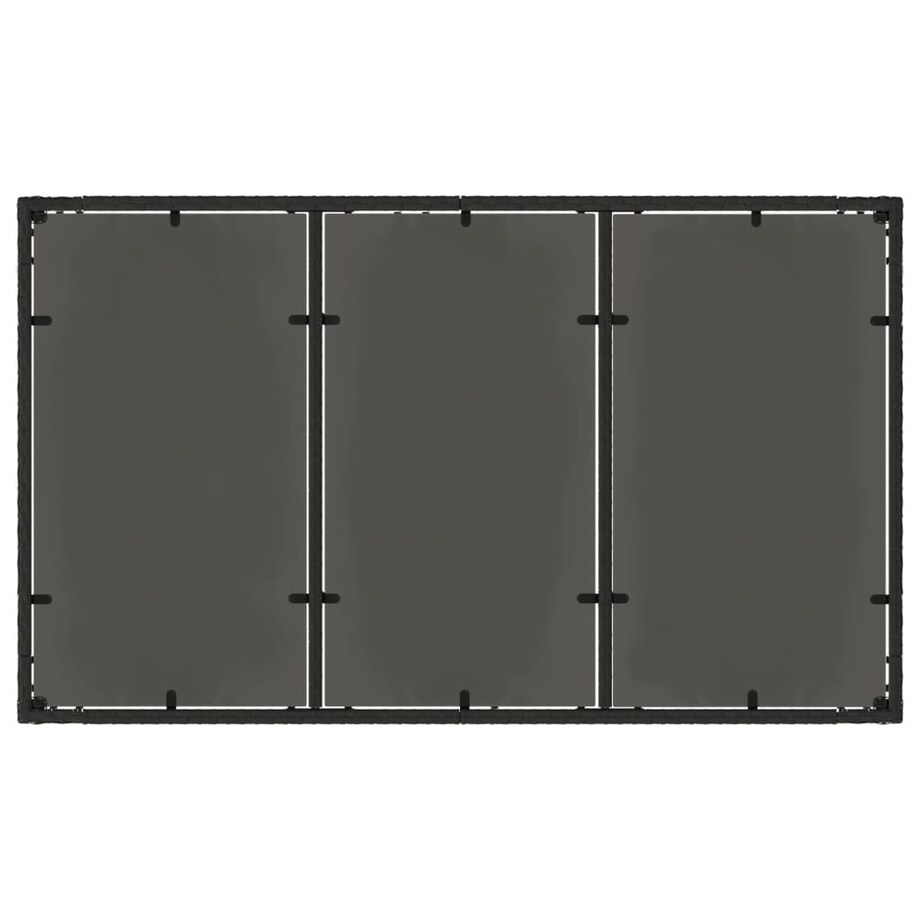 vidaXL Stół ogrodowy ze szklanym blatem, czarny, 150x90x75cm rattan PE