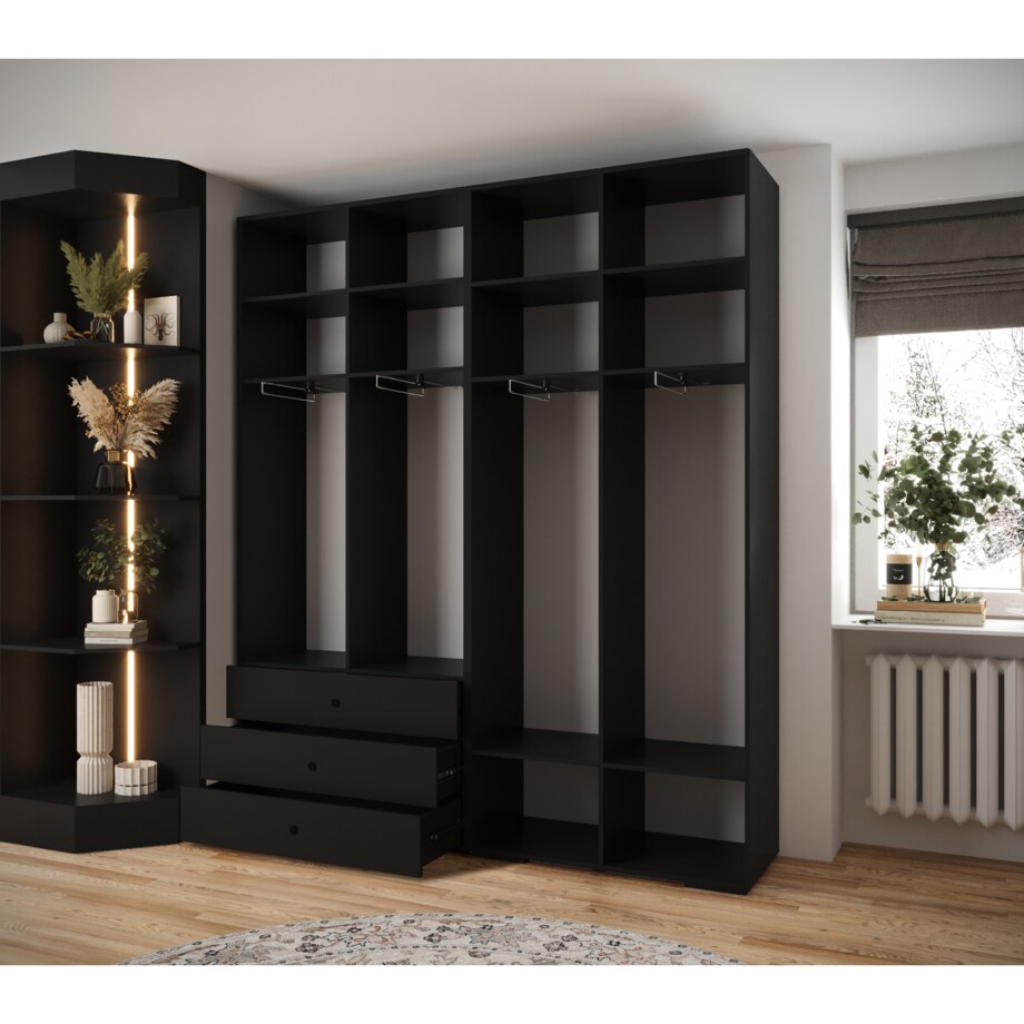 Garderoba wysoka do przedpokoju INOVA 3 Z15 czarny+złoty