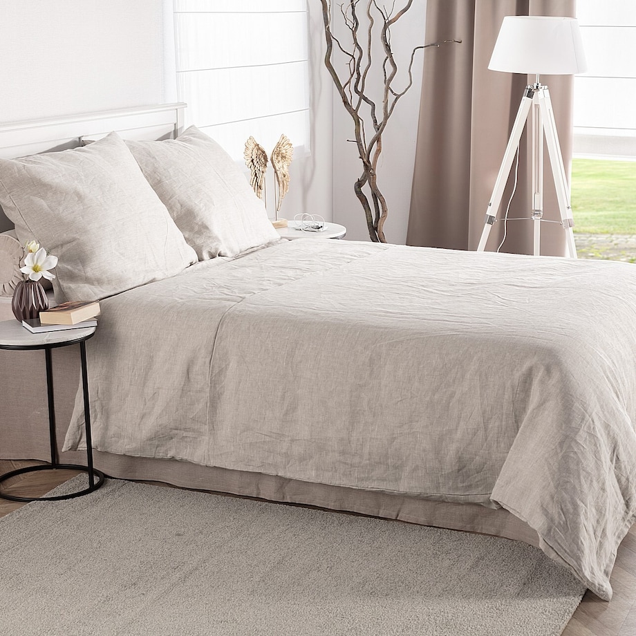 Komplet pościeli lnianej Linen 200x200cm natural, 200 x 200 cm / 2 x 60 x 50 cm