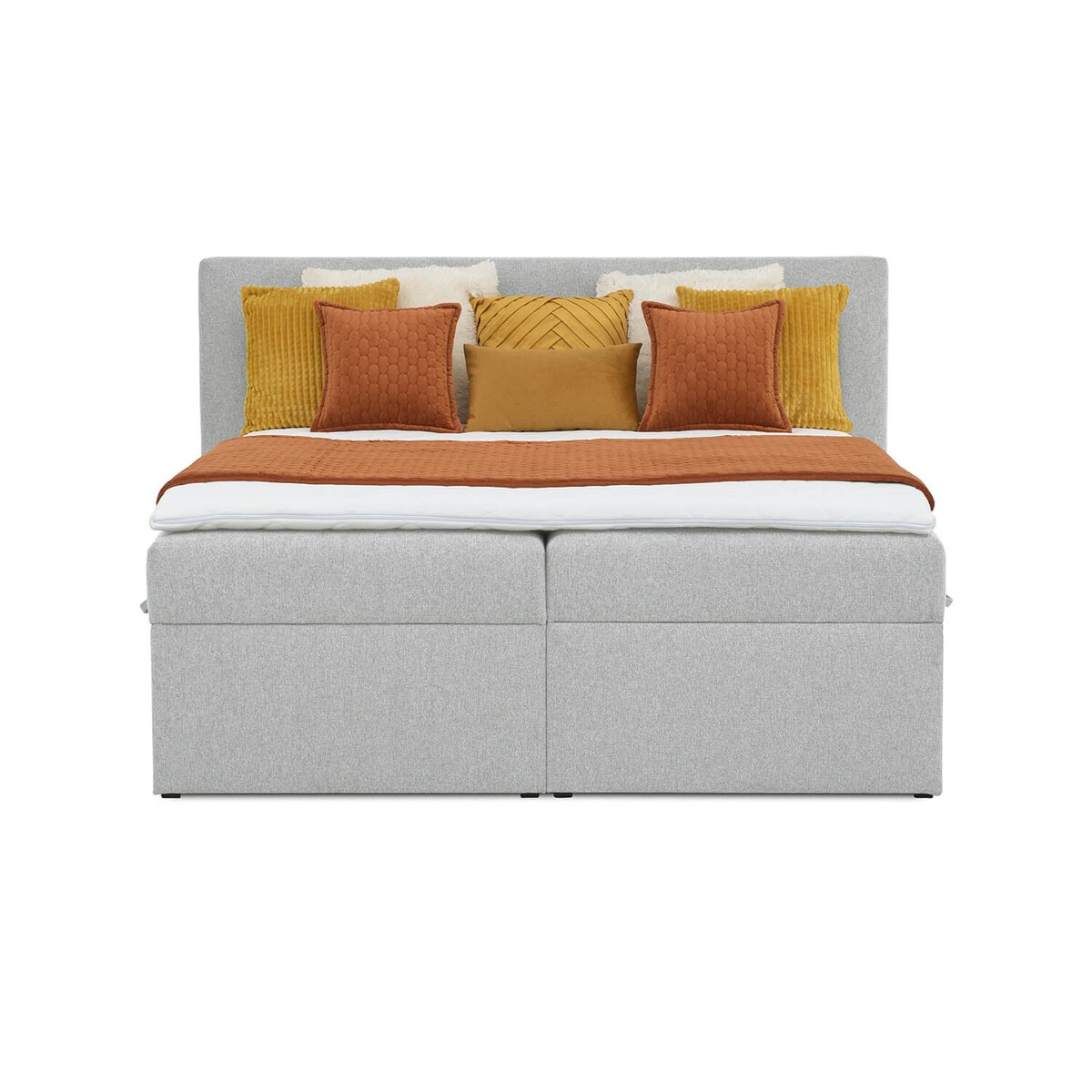 Łóżko kontynentalne ANNABELLE 200x200 z pojemnikiem, Jasny Szary, tkanina Matana 01