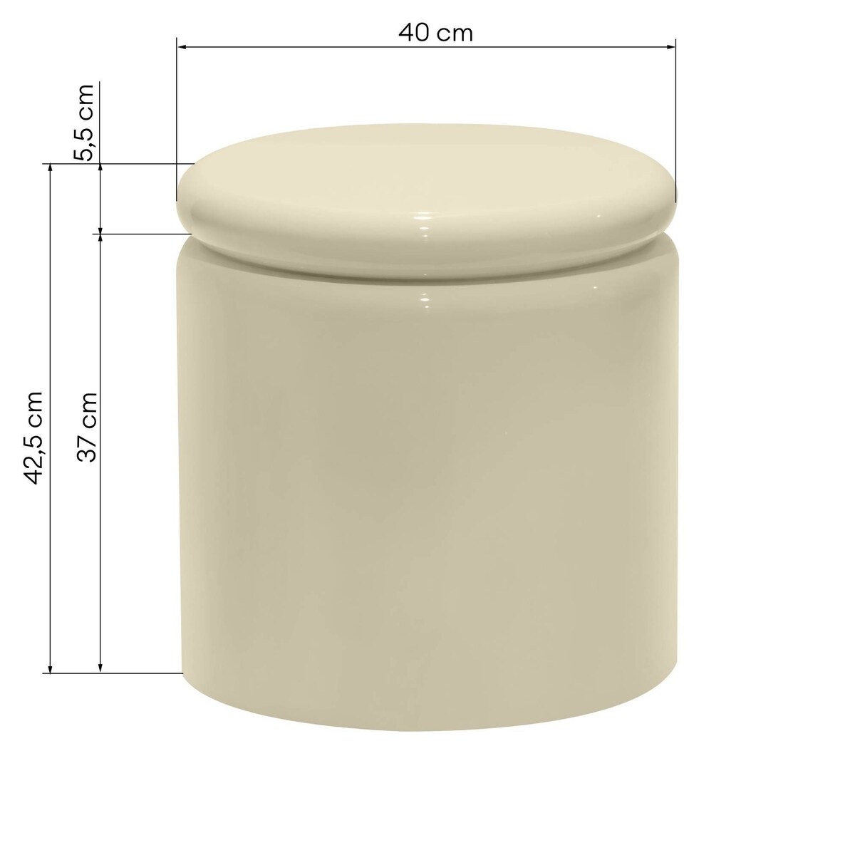 Stolik kawowy boczny Ø40 cm glossy 42,5x40x40 cm RULLO jasnobeżowy