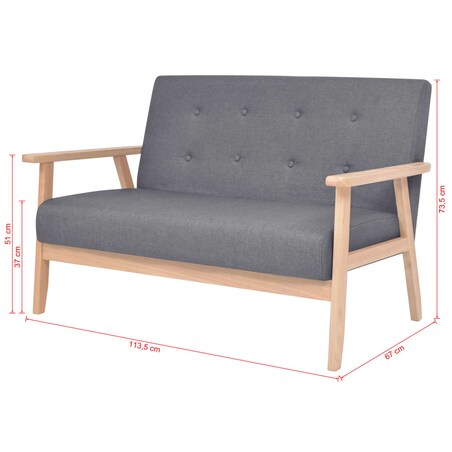 vidaXL 2-osobowa sofa materiałowa, ciemnoszara