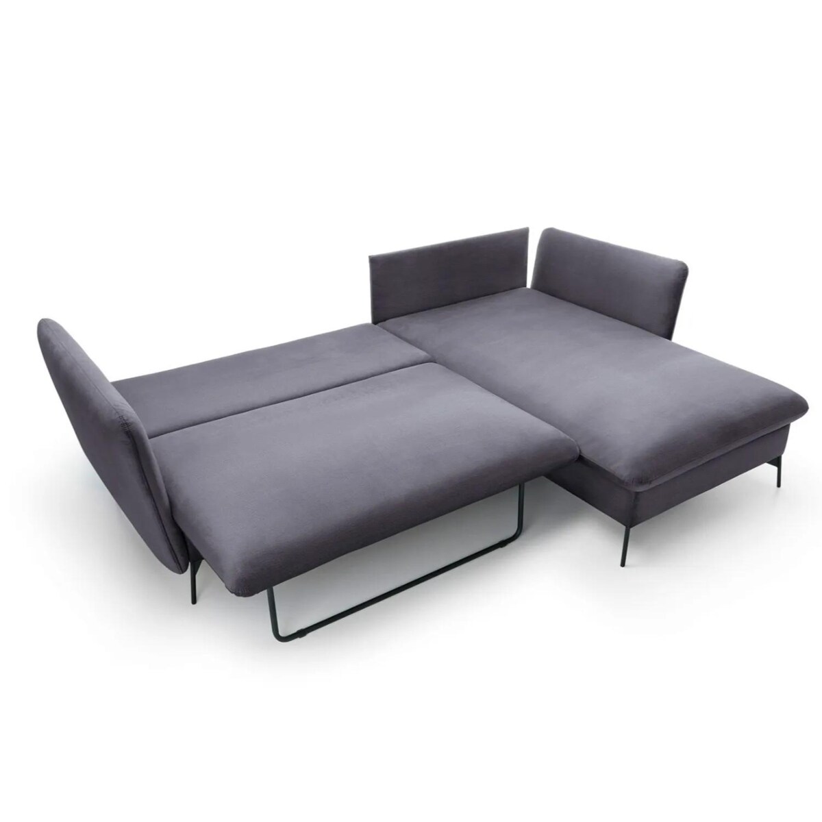 Narożnik z funkcją spania LINDA VELVET grafitowy prawy/lewy