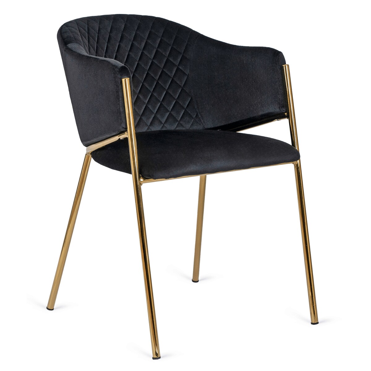 Krzesło Tapicerowane Welurowe Do Jadalni Salonu Glamour Czarne Złote INNES
