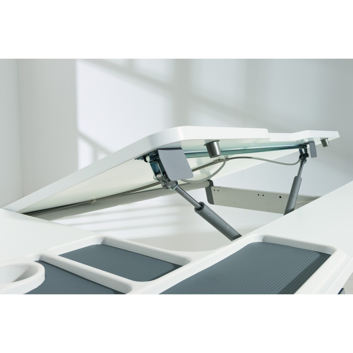 Ergonomiczne, regulowane biurko PAIDI JARO 120 cm – kredowa biel (wersja prawa)