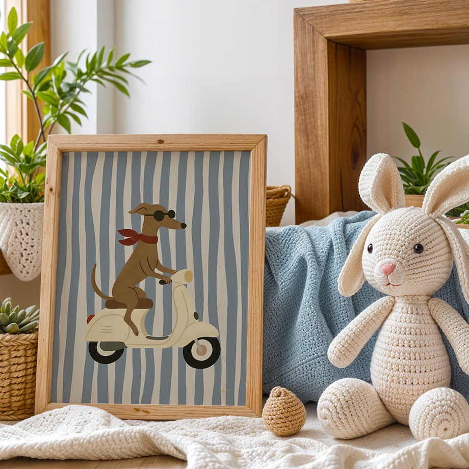 plakat pies na vespie 70x100