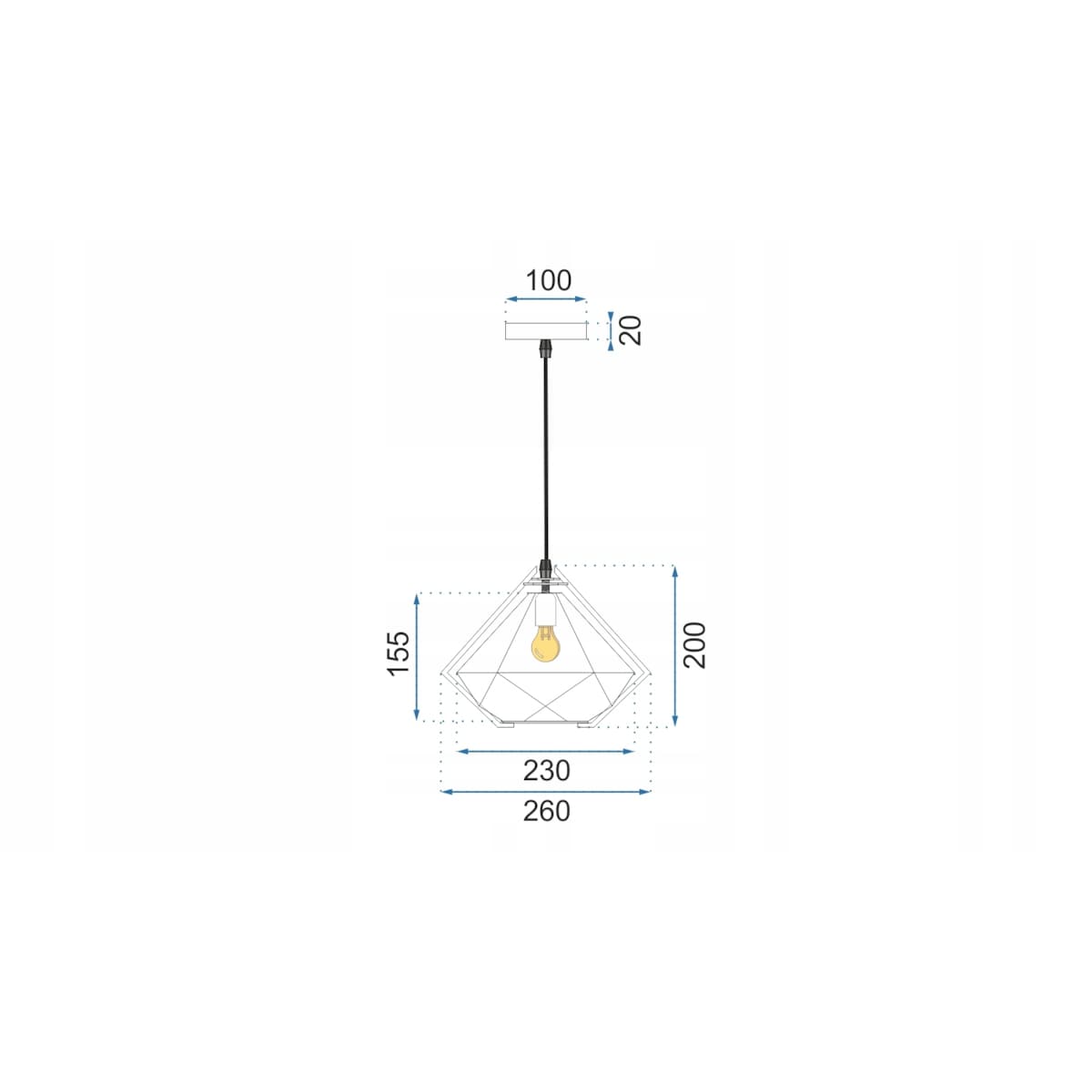 Lampa Sufitowa Wisząca Szklana Metalowa Nowoczesna