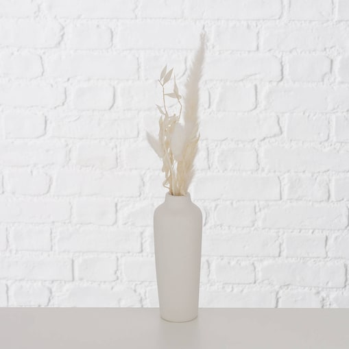 Porcelanowy wazon dekoracyjny Bianca, suszone kwiaty, wys. 16 cm