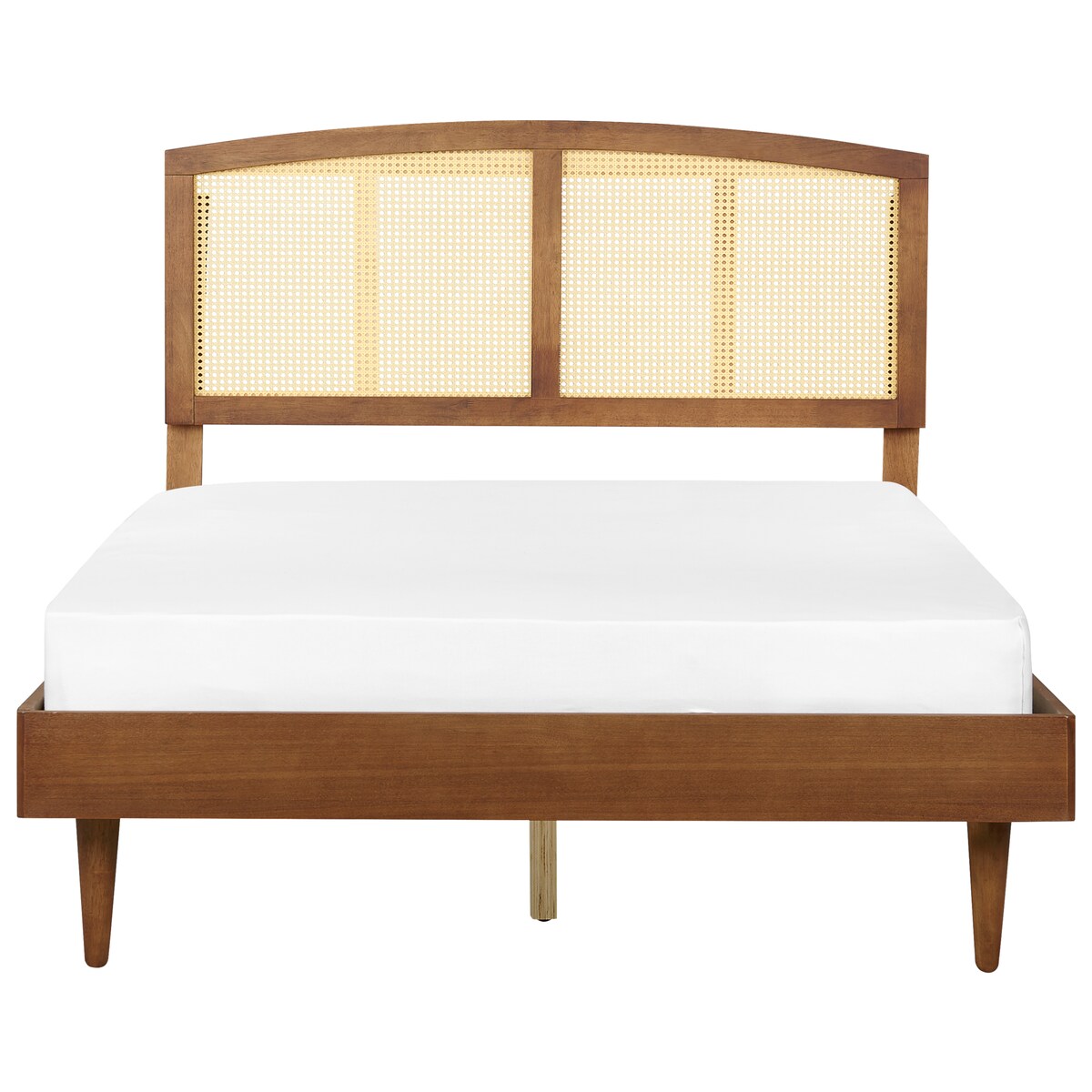 Łóżko LED Rattan VARZY 140 x 200 cm Brązowy