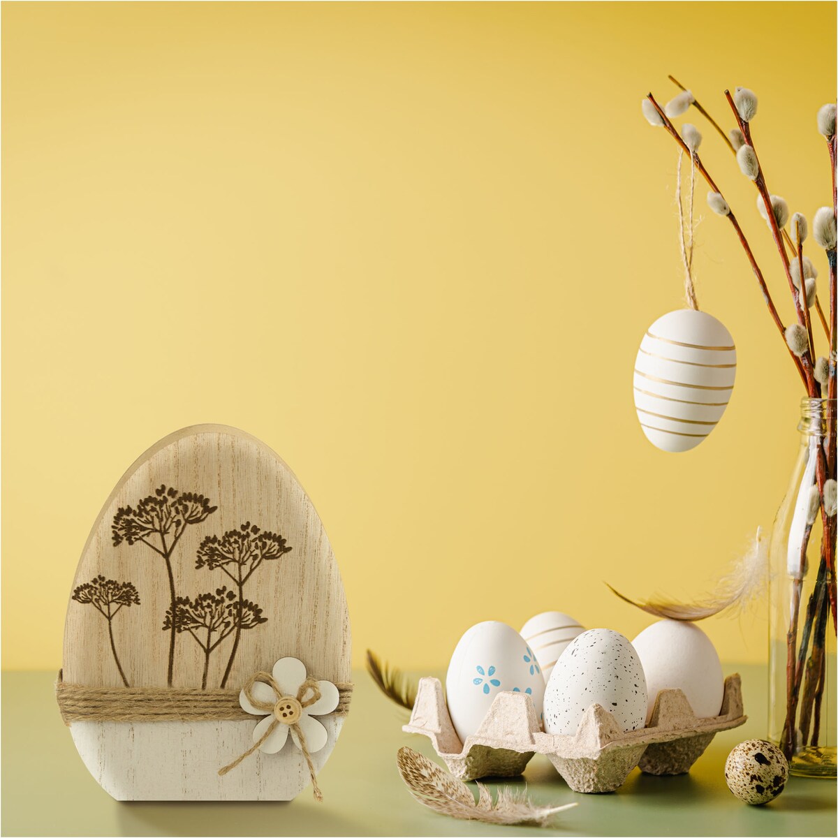 Ozdoba Jajko Wielkanocne 14 Cm Dekoracja Pisanka Na Stół Drewniane Koper