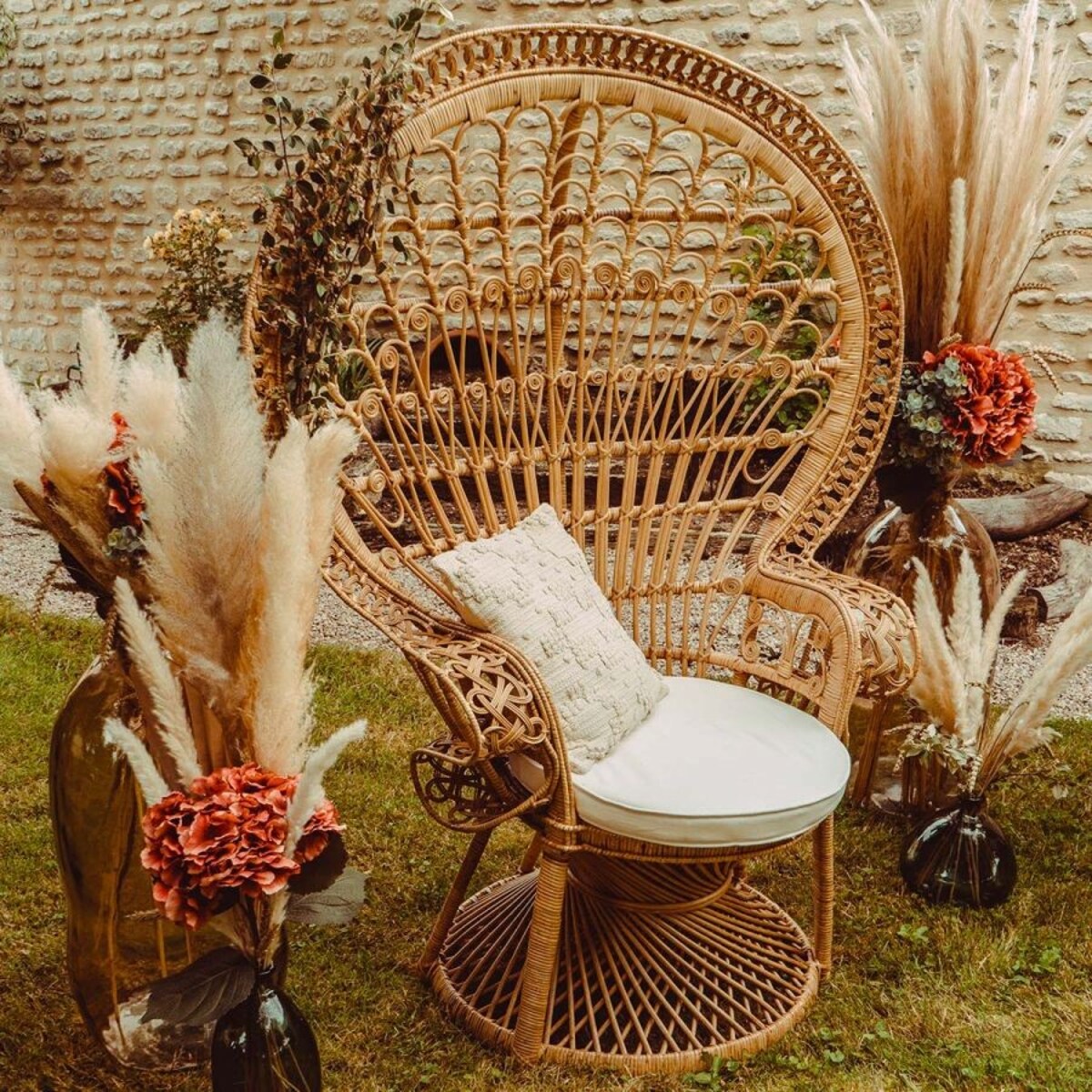 Fotel Peacock Paw z poduszką naturalny Takta