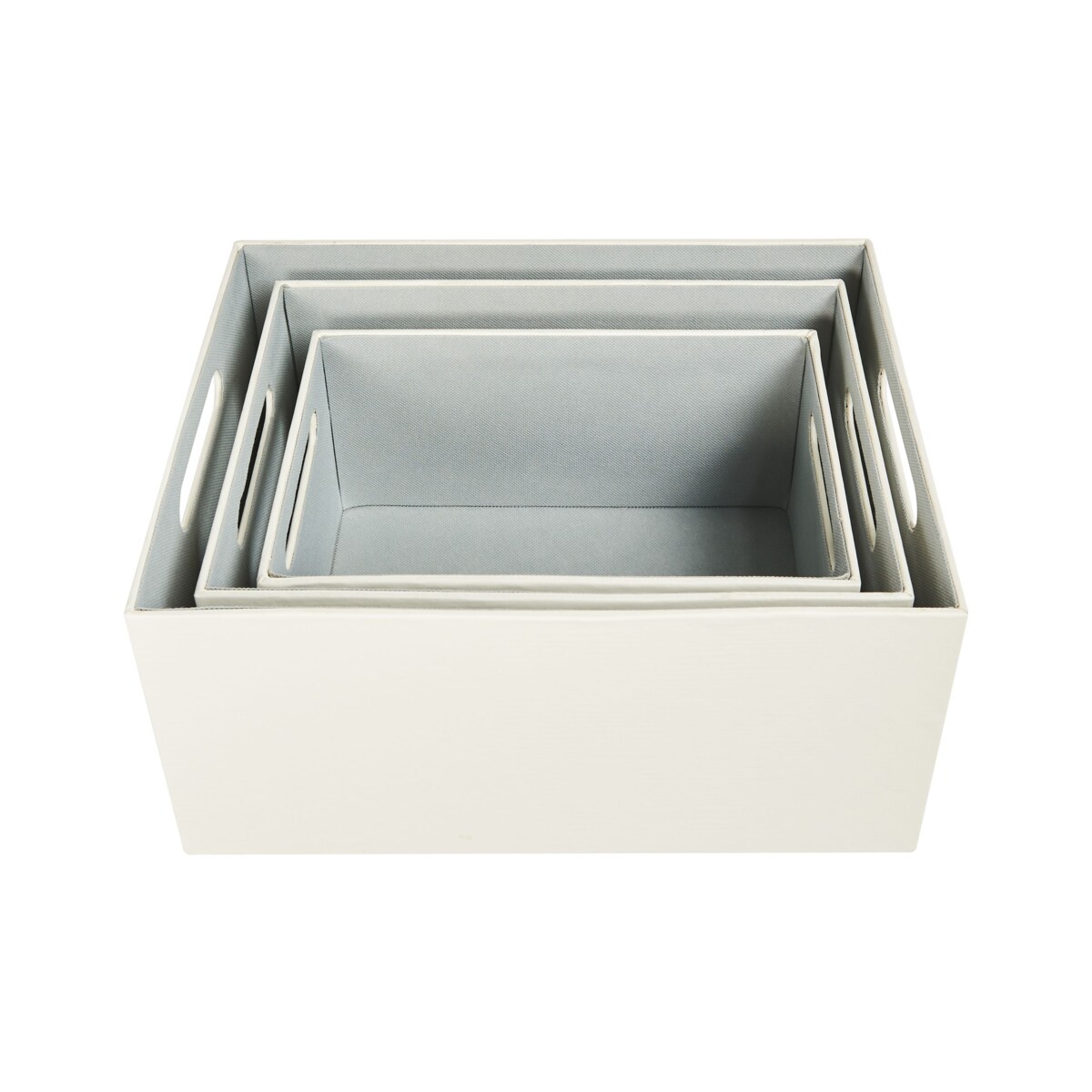 Zestaw 3 koszy z ekoskóry kremowy LARSA