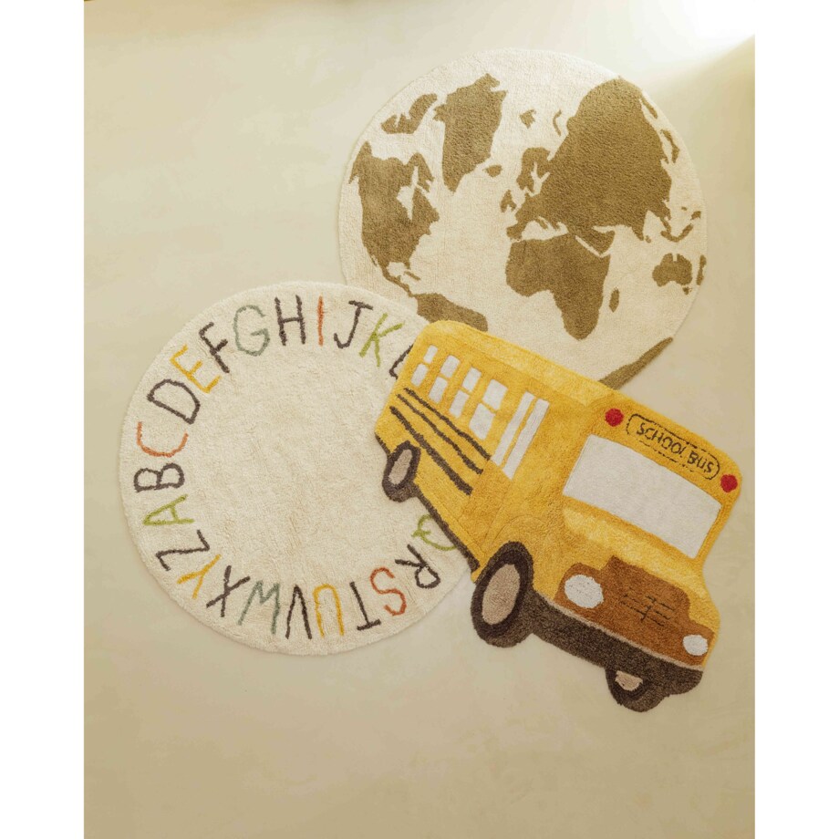 Dywan Bawełniany RugCycled Mapa Świata, Ø 120 cm, Lorena Canals