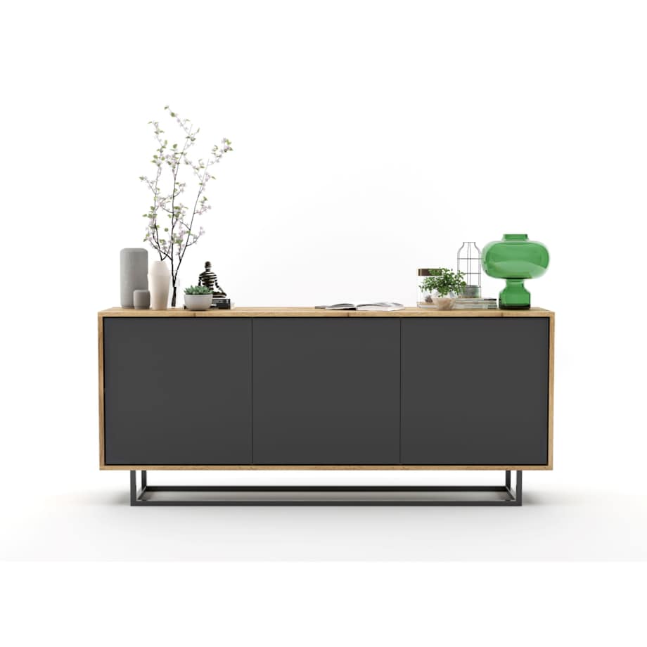 Komoda Loft Szafka RTV Industrialna Dąb Wotan Grafit MAT 168 cm