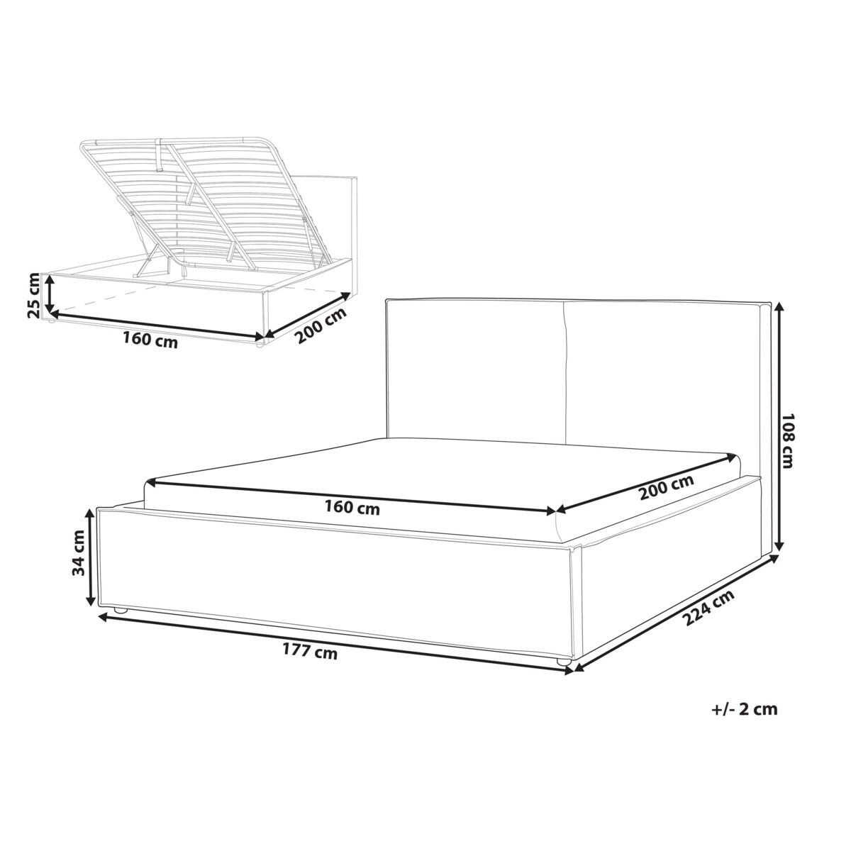 Łóżko z pojemnikiem MOISSAC 160 x 200 cm Beżowy