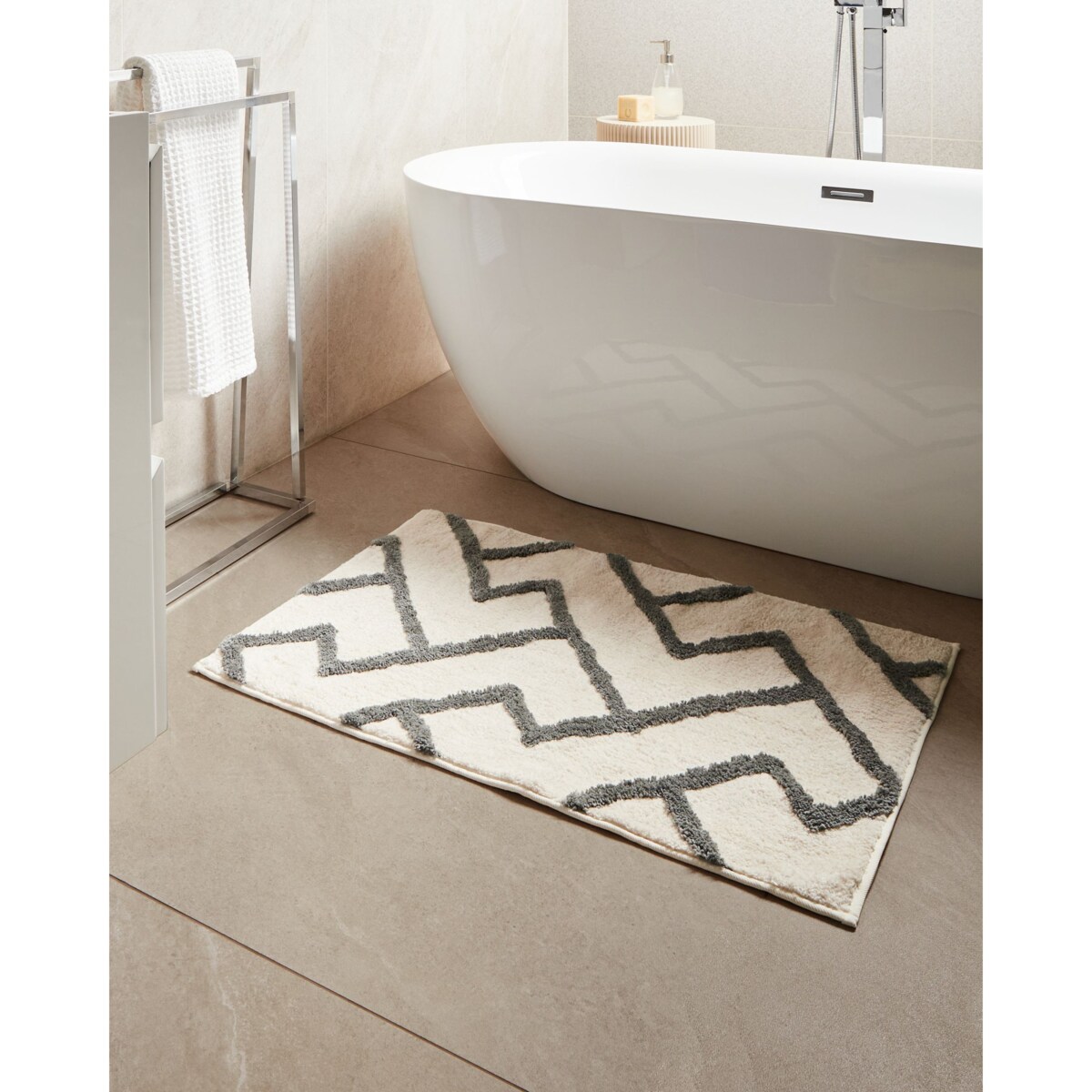 Dywanik łazienkowy GARHI Beżowy 60 x 90 cm Bawełna