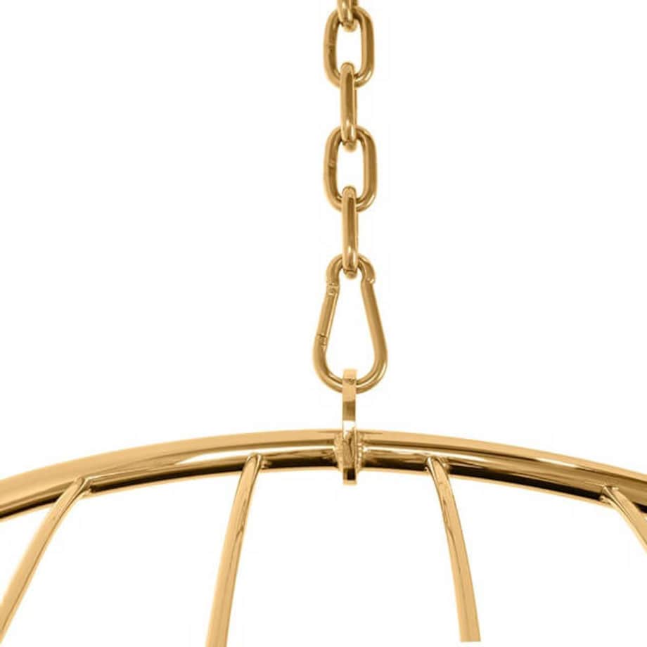 Kulisty fotel wiszący Gabbia PH5994-1 King Home na łańcuchu złoty beżowy