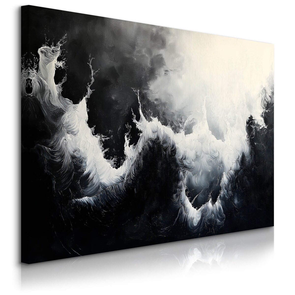 Obraz Canvas Do Salonu Czarno-Biała Abstrakcja Imitacja Farby 70x50cm