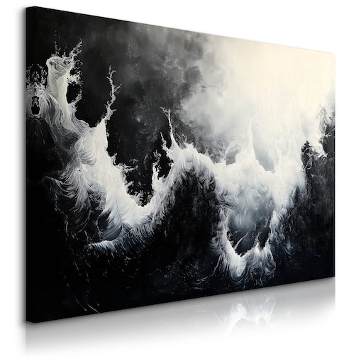 Obraz Canvas Do Salonu Czarno-Biała Abstrakcja Imitacja Farby 70x50cm