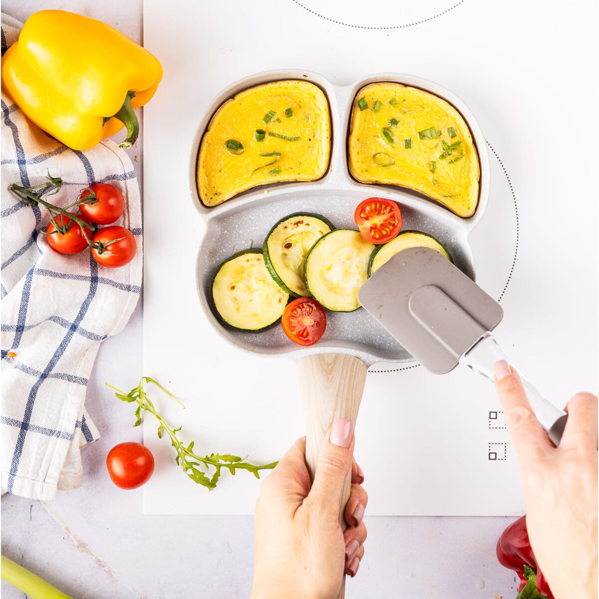 Patelnia marmurkowa 3 w 1 do jajek naleśników placków pancake 18cm SZARA KLAUSBERG