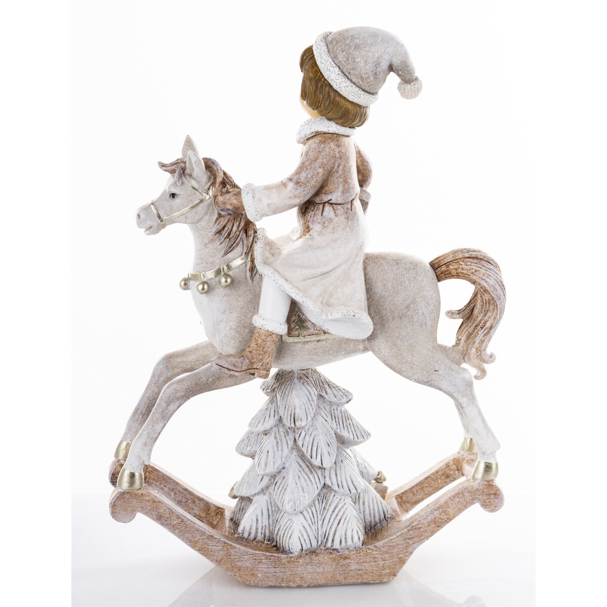 Dekoracja - figurka dziewczynki na koniu na biegunach i 26x18x7 cm LED