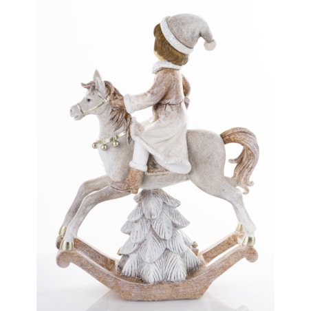 Dekoracja - figurka dziewczynki na koniu na biegunach i 26x18x7 cm LED