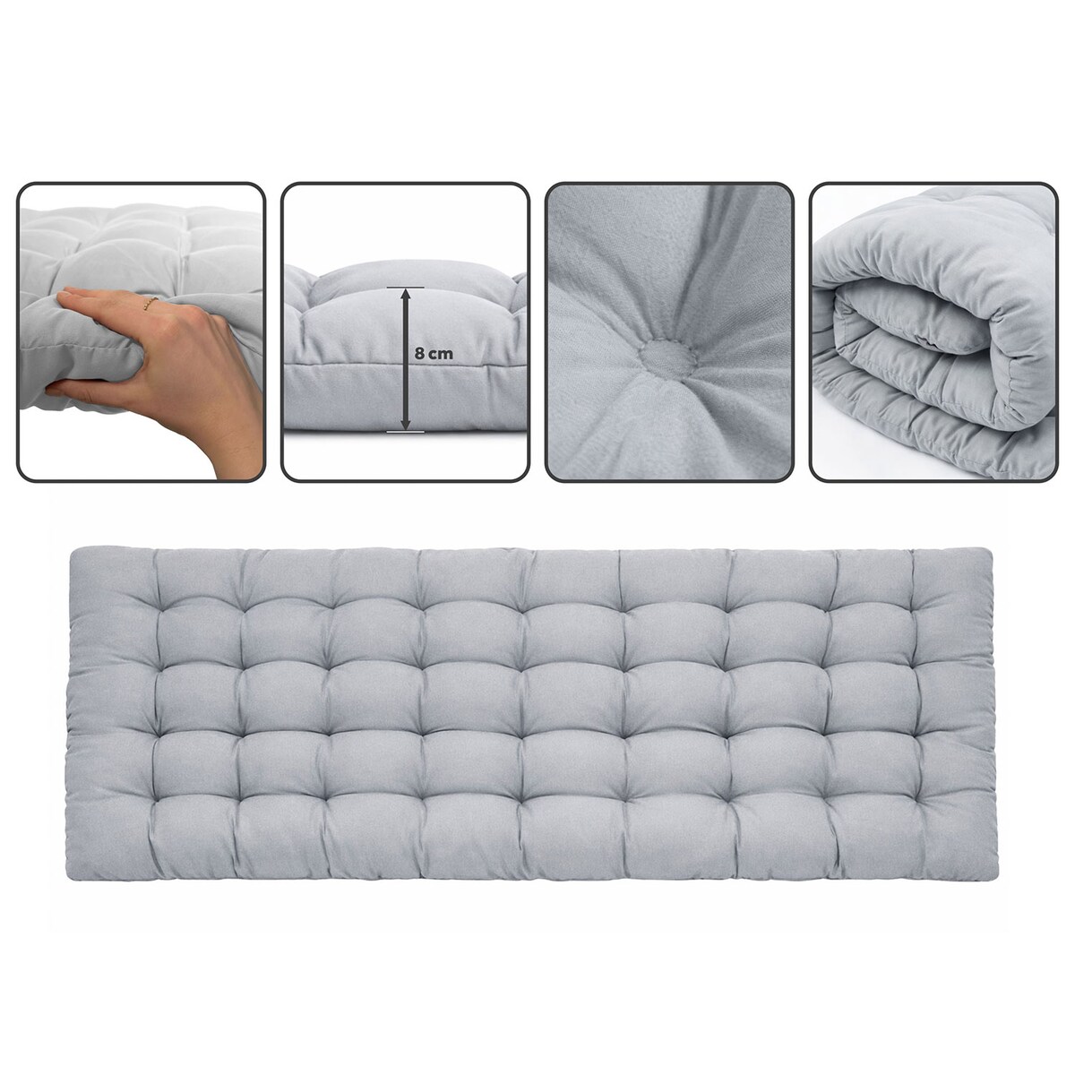 Leżak ogrodowy Sofotel Dream plażowy składany szary + materac + poduszka + pokrowiec