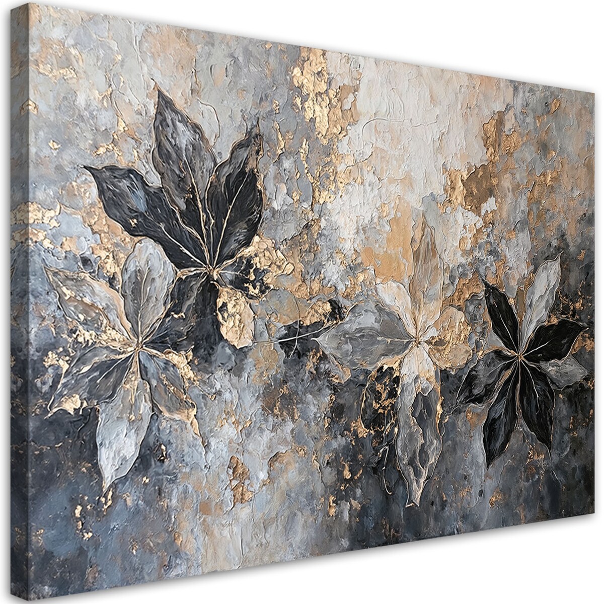 Nowoczesne obrazy na płótnie do salonu Liście Abstrakcja Tekstura Złoty 100x70