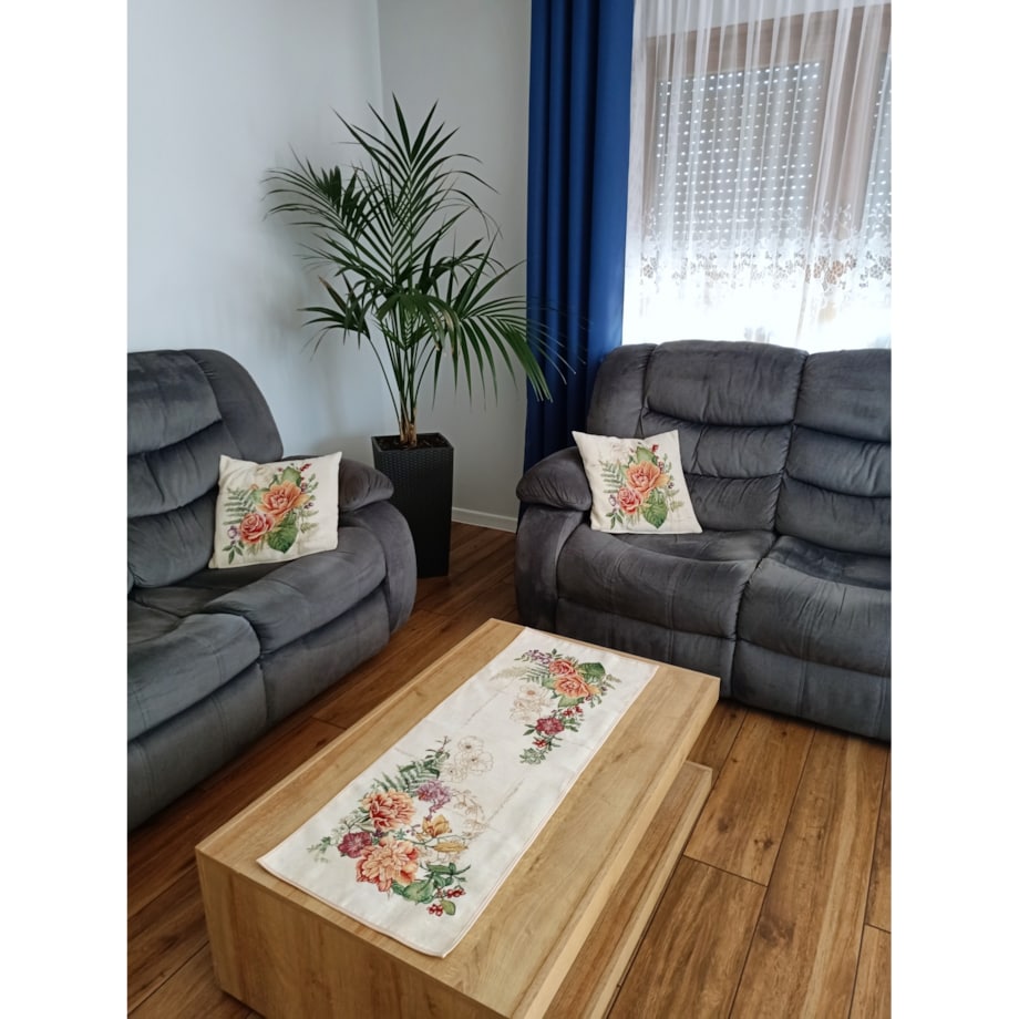 Poszewka Na Poduszkę Jasiek 45X45 Cm Żakardowa Dekoracyjna Ozobna Kwiaty