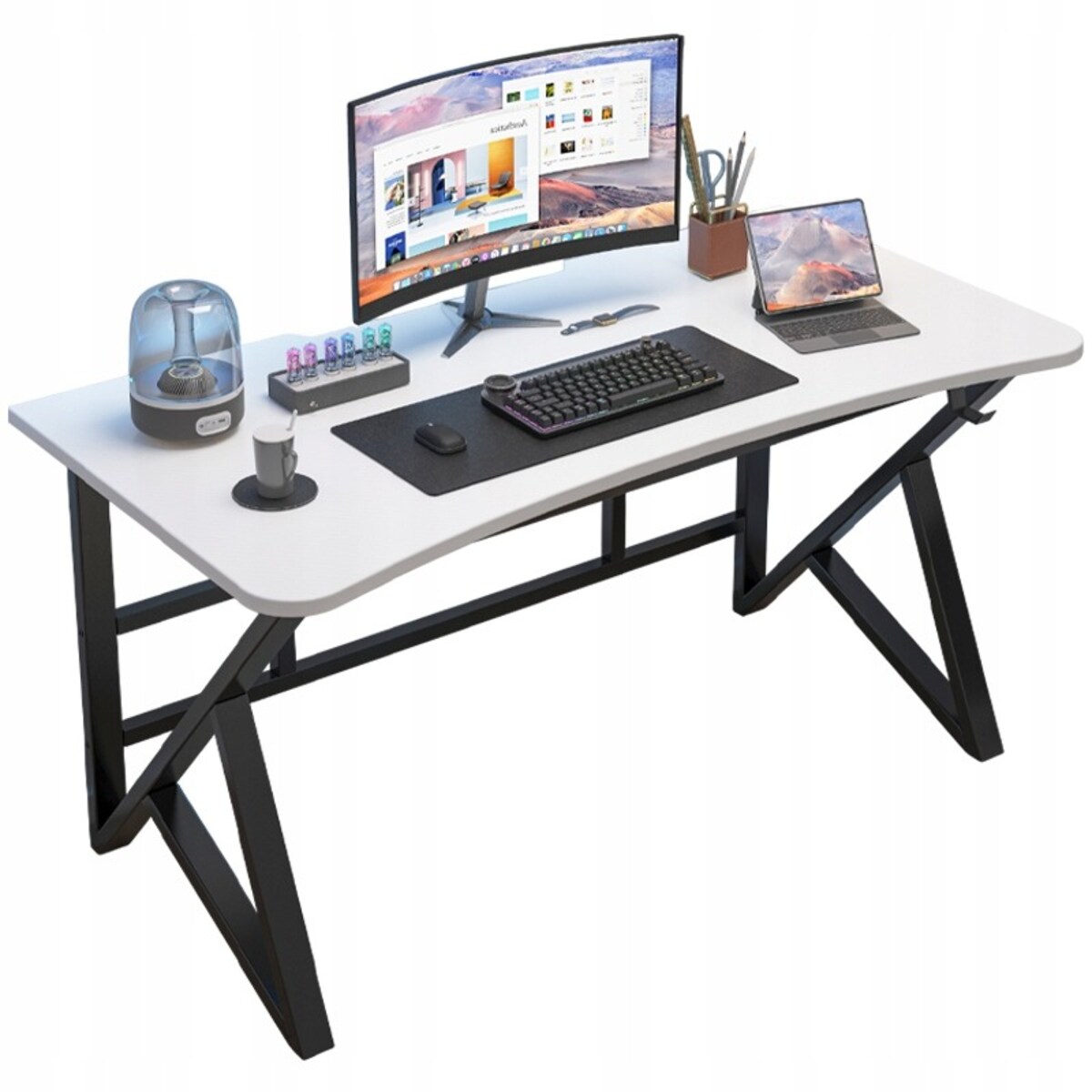Biurko komputerowe białe gamingowe nowoczesne dla gracza loft duże 120 cm