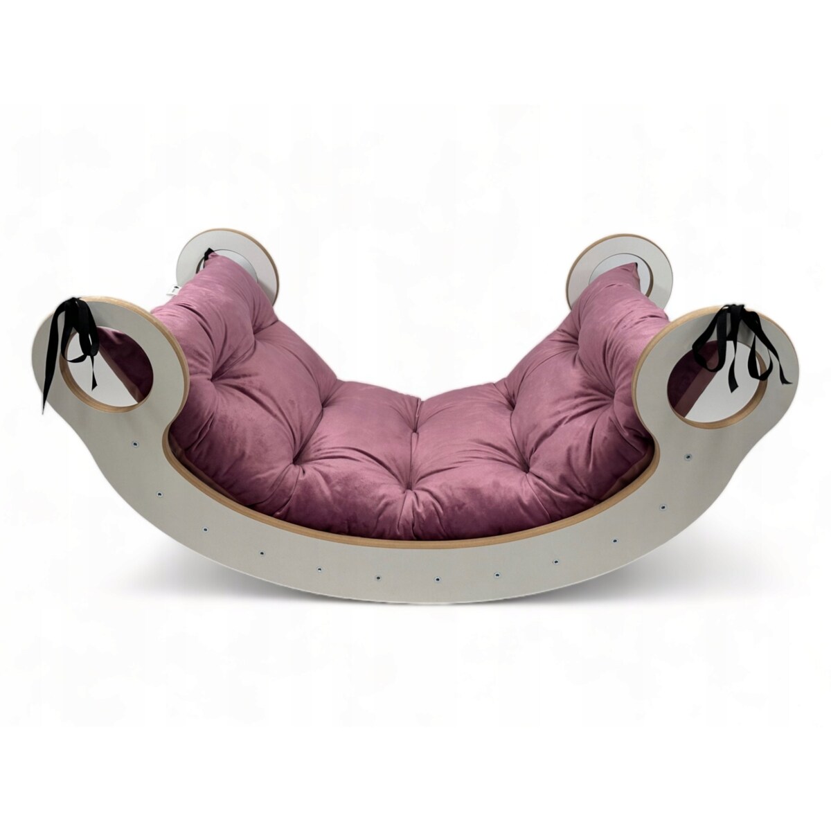 Drewniany Bujak Montessori + Poduszka Różowa