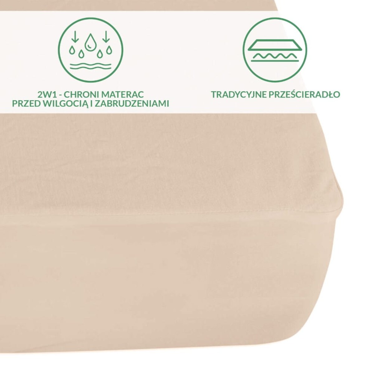 Prześcieradło ochronne wodoodporne z gumką 2w1, rozmiar 200x220 SG kolor beż
