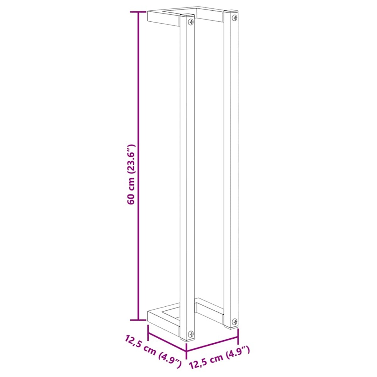 vidaXL Stojak na ręcznik, czarny, 12,5x12,5x60 cm, żelazny