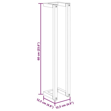 vidaXL Stojak na ręcznik, czarny, 12,5x12,5x60 cm, żelazny